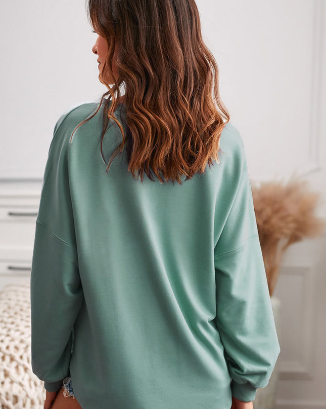 Button Detail Curved Hem Top