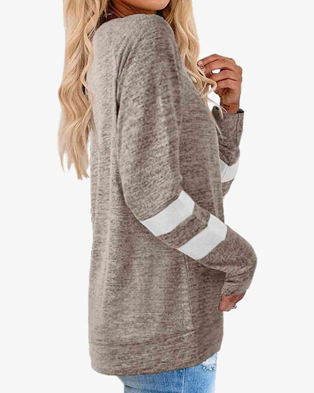 Striped Contrast Raglan Sleeve Top