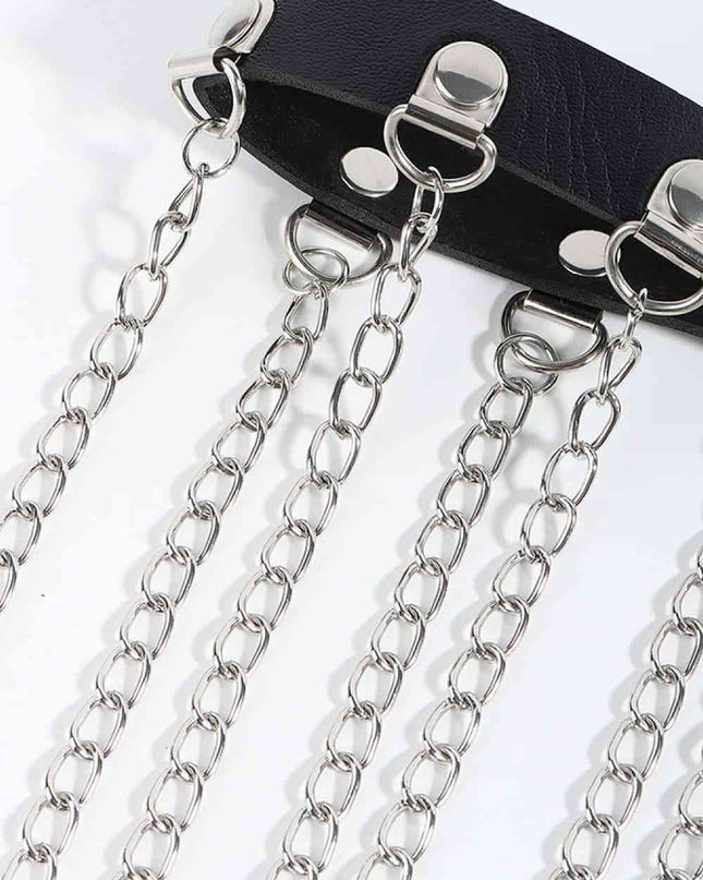 Fringed Chain PU Leather Belt