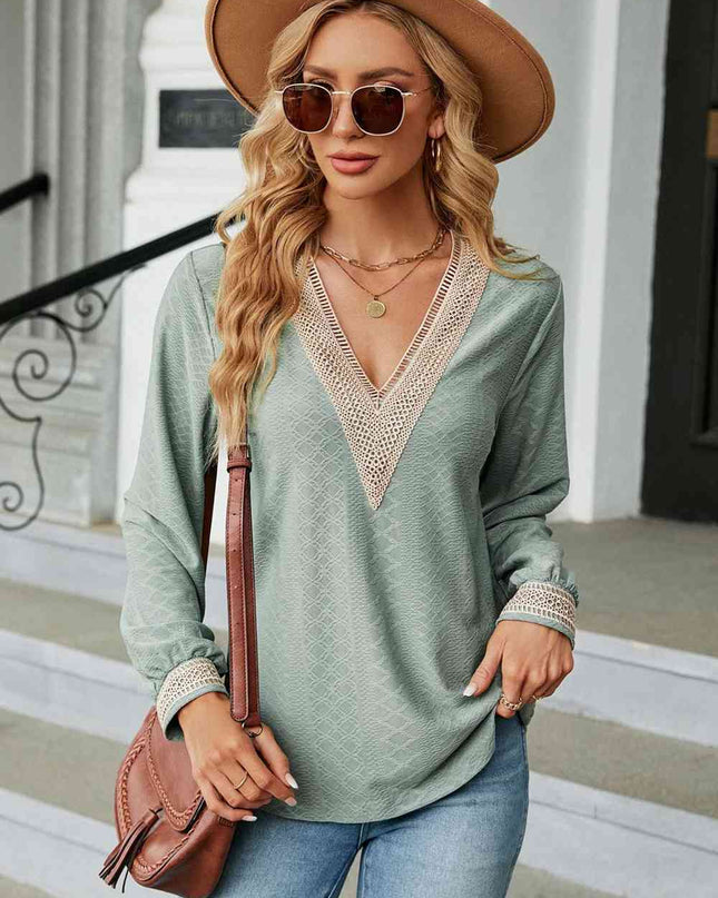 V-Neck Long Sleeve Blouse