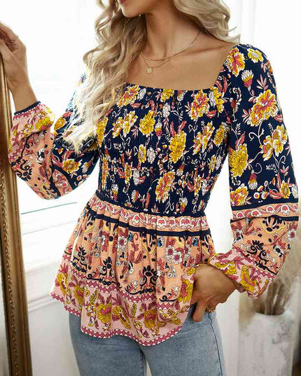 Square Neck Printed Blouse