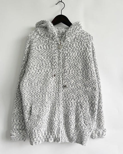 Zip Up Drawstring Long Sleeve Hooded Sweater