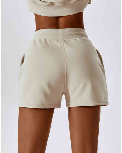 Drawstring Smocked Waist Sports Shorts