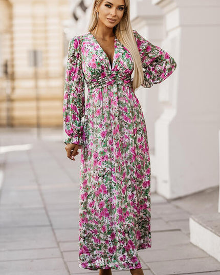 Floral Deep V Maxi Dress