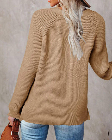 Half Button Long Sleeve Knit Top