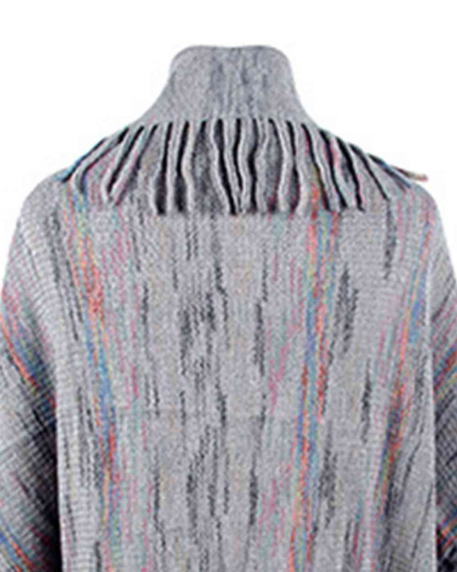 Fringe Detail Printed Poncho