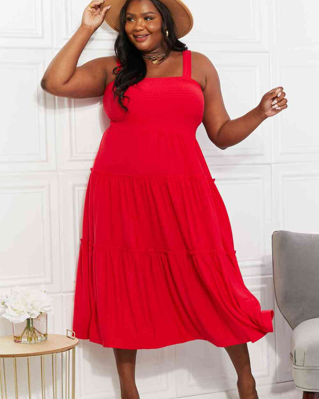 Zenana Full Size Life's A Picnic Smocked Tiered Midi Dress