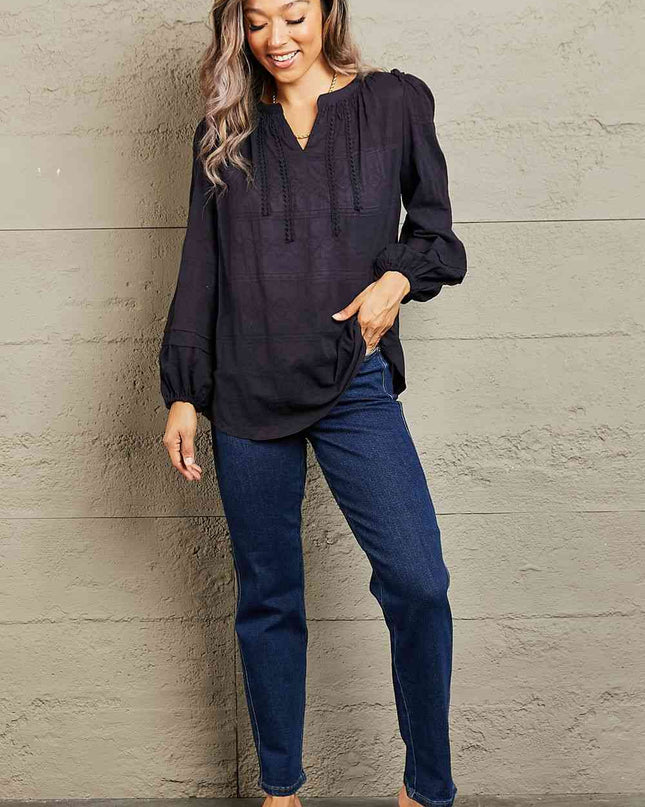 Petal Dew More For You Long Sleeve Stitch Blouse
