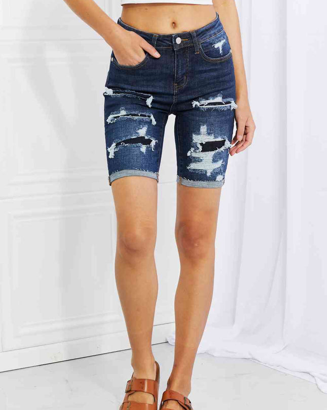 Judy Blue Lucy High Rise Patch Bermuda Shorts