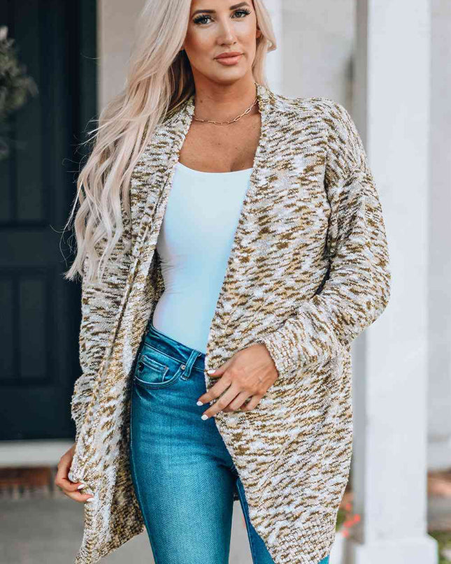 Open Front Dropped Shoulder Longline Cardigan