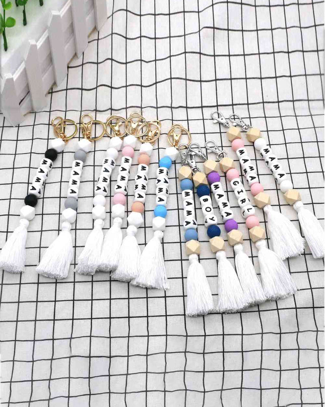 Assorted 2-Pack Mama Beaded Tassel Keychain