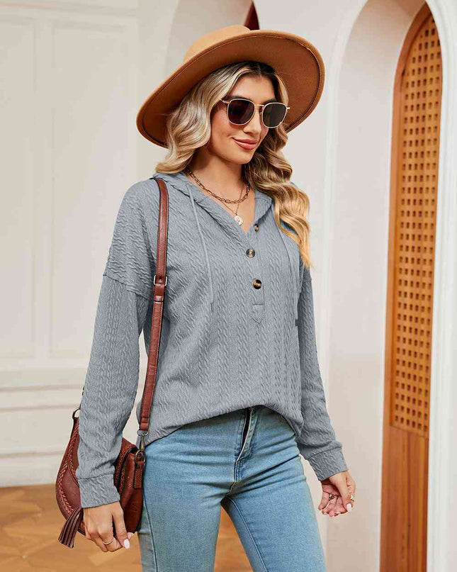 Half-Button Dropped Shoulder Hoodie
