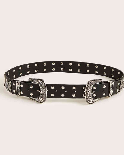 Double Row Studded PU Leather Belt