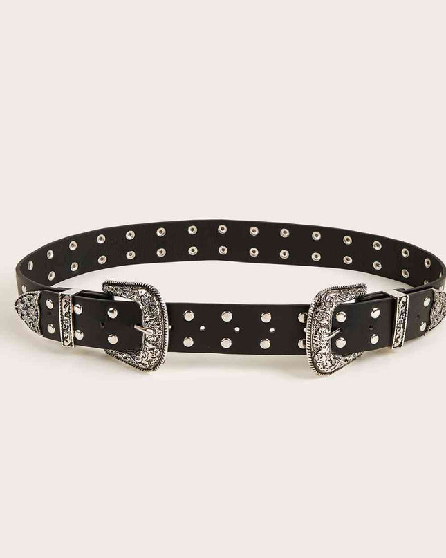 Double Row Studded PU Leather Belt