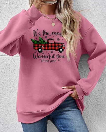 Graphic Round Neck Long Sleeve Sweatshirt