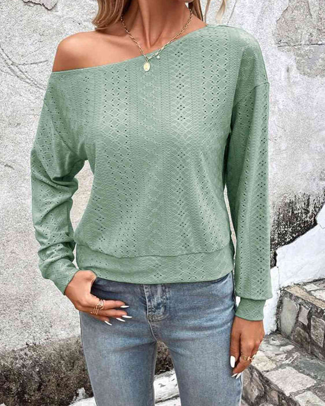 Eyelet Dropped Shoulder Blouse