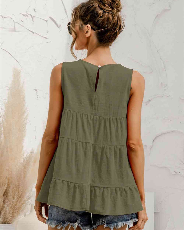 Round Neck Tiered Tank