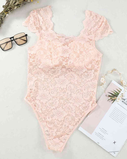 Ruched Sweetheart Neck Lace Bodysuit