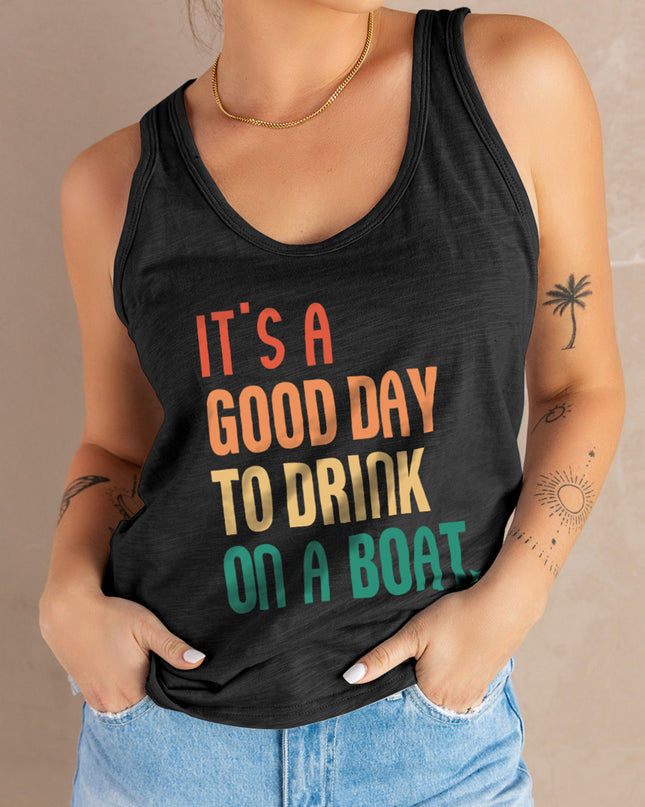 Slogan Graphic Scoop Neck Tank