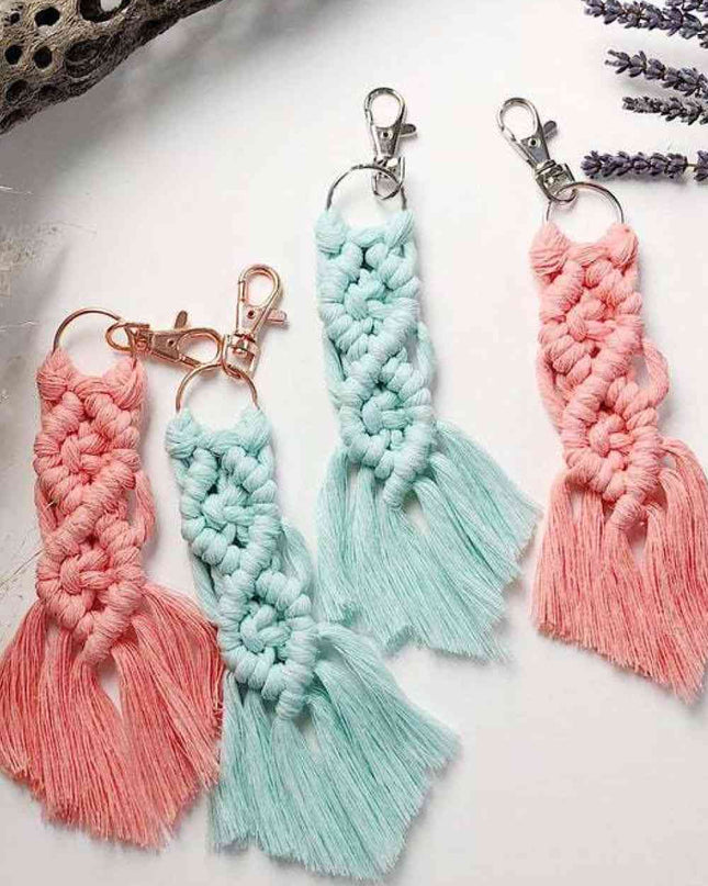 Assorted 4-Pack Macrame Fringe Keychain