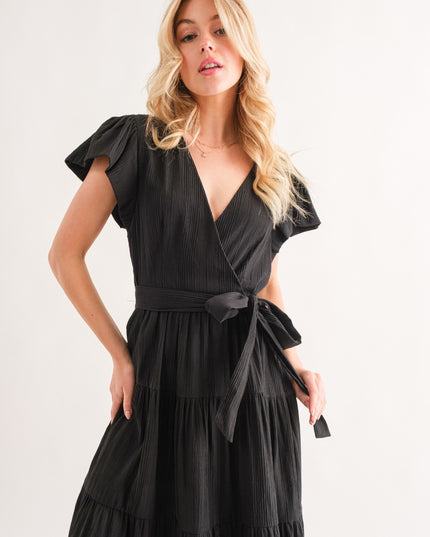 And The Why Textured Tiered Midi Dress