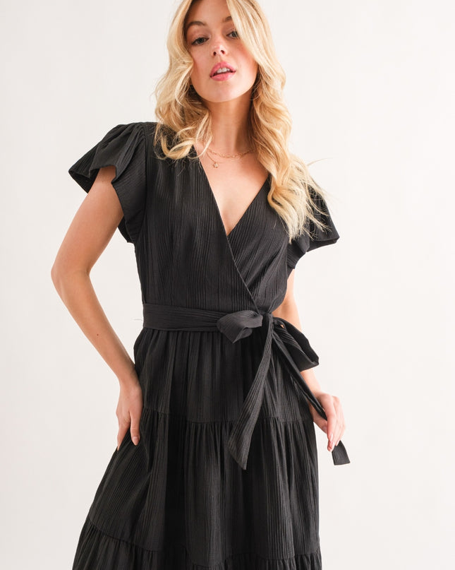 And The Why Textured Tiered Midi Dress
