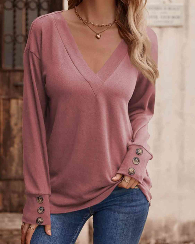 V-Neck Long Sleeve Top