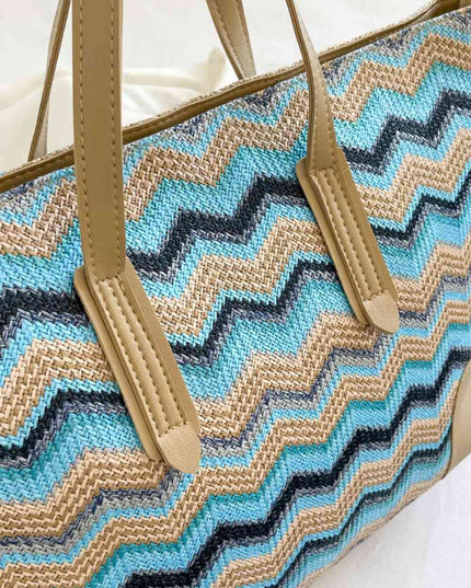 Chevron Straw Tote Bag