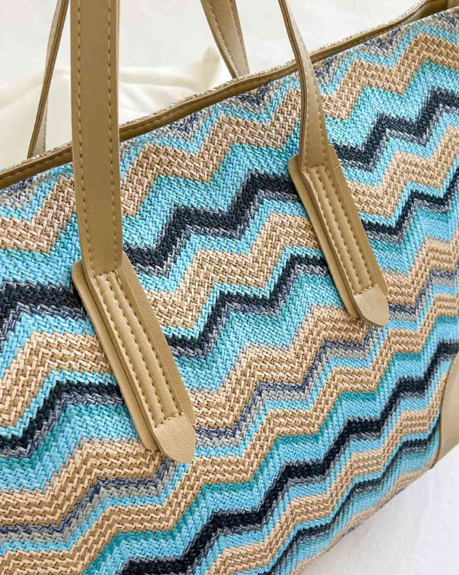 Chevron Straw Tote Bag