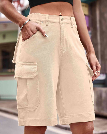 Denim Cargo Shorts with Pockets