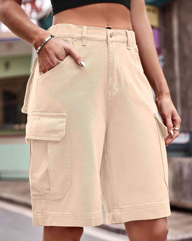 Denim Cargo Shorts with Pockets