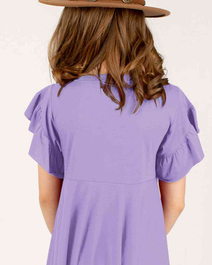 Round Neck Petal Sleeve Dress