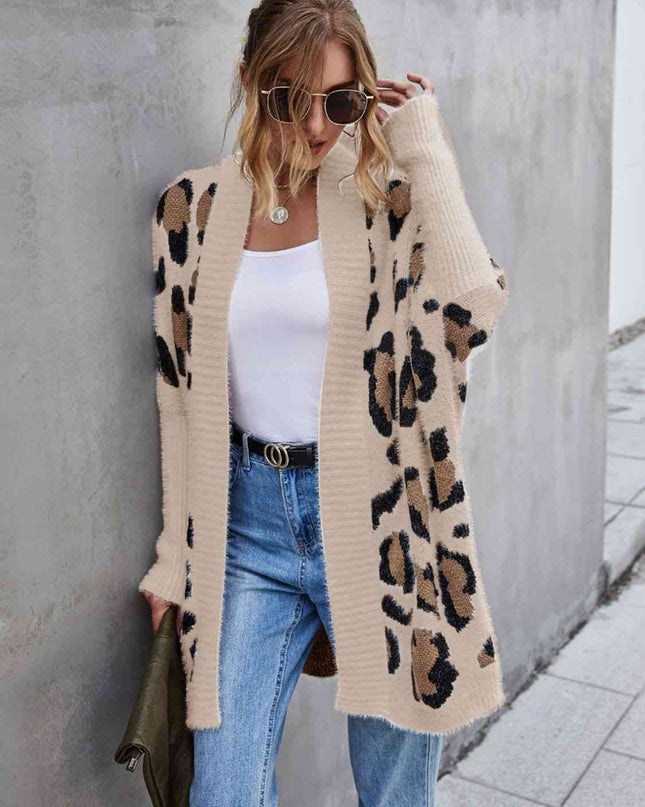 Leopard Pattern Fuzzy Cardigan