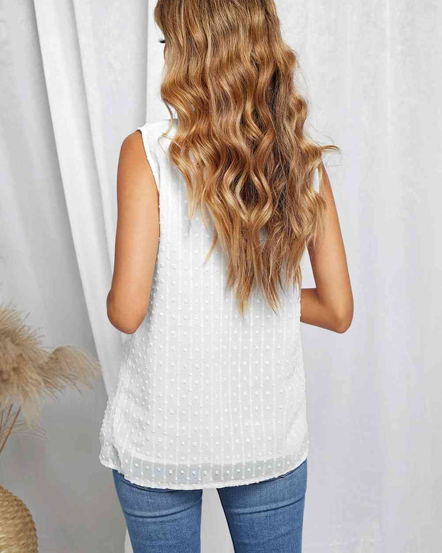 Swiss Dot Lace Detail Plunge Tank
