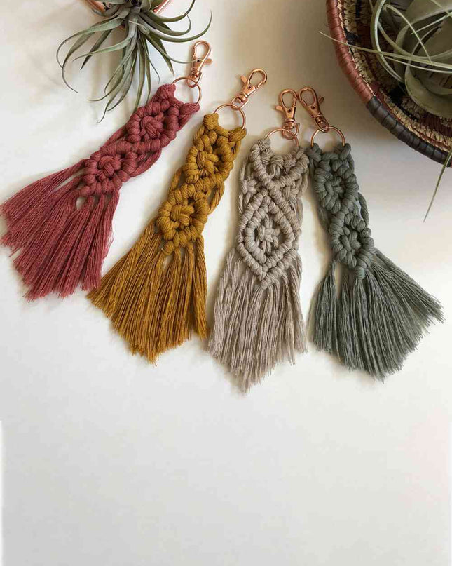 Assorted 4-Pack Macrame Fringe Keychain