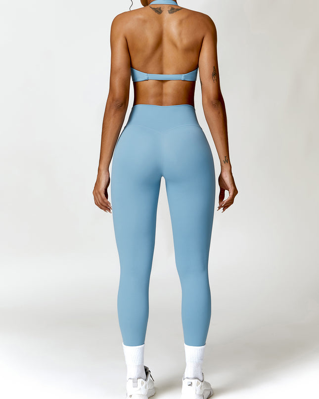 Twisted Halter Neck Bra and High Waist Leggings Active Set