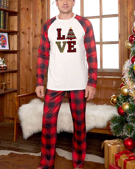 LOVE Graphic Top and Plaid Pants Set