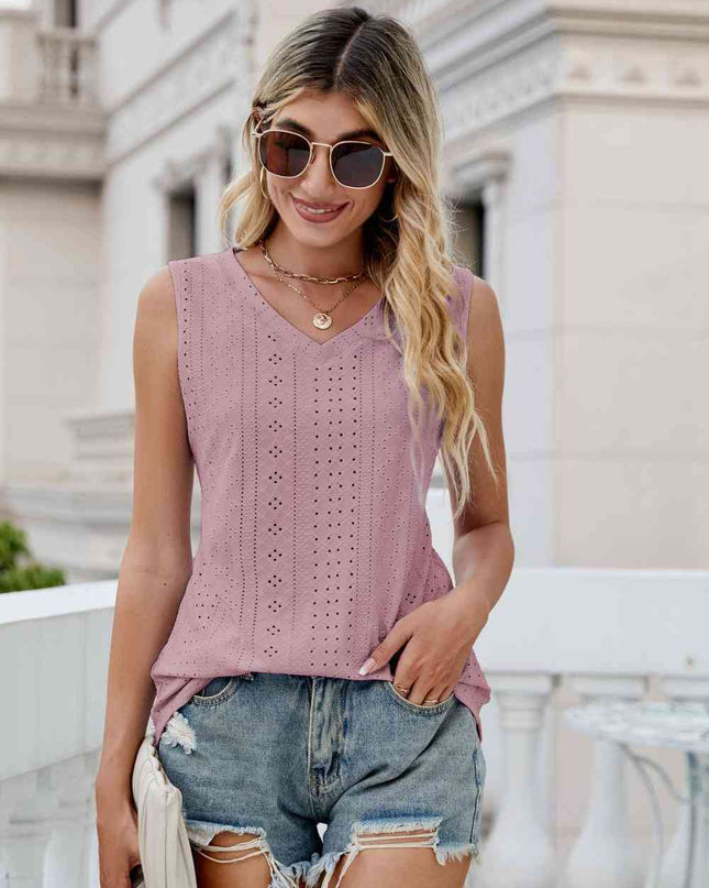 Eyelet V-Neck Tank