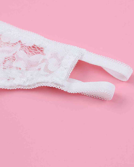 Lace-Up Frill Trim Lingerie Set