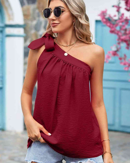 Tied One-Shoulder Blouse