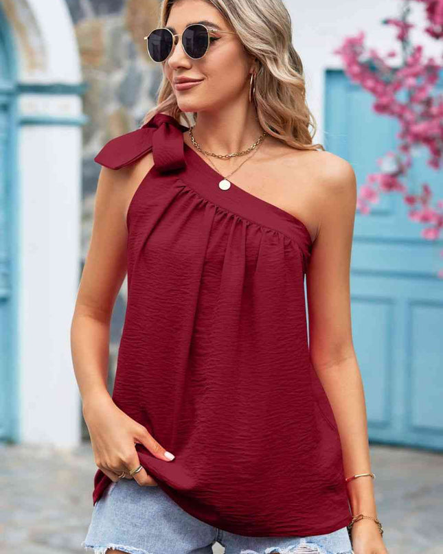 Tied One-Shoulder Blouse