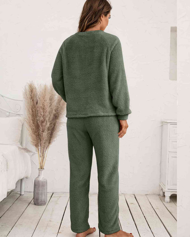 Teddy Long Sleeve Top and Pants Lounge Set