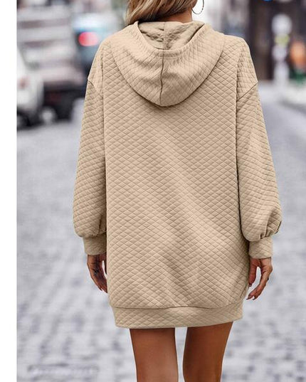 Textured Drawstring Tunic Hoodie