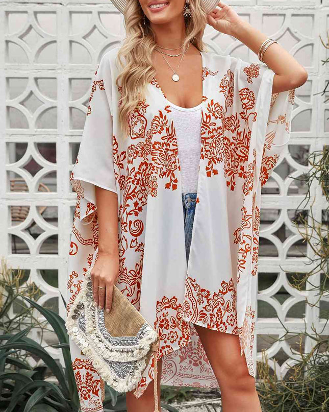 Floral Side Slit Cover Up