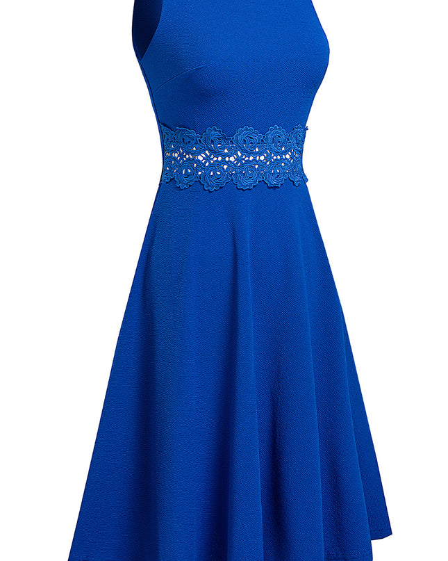 Round Neck Sleeveless Lace Trim Dress