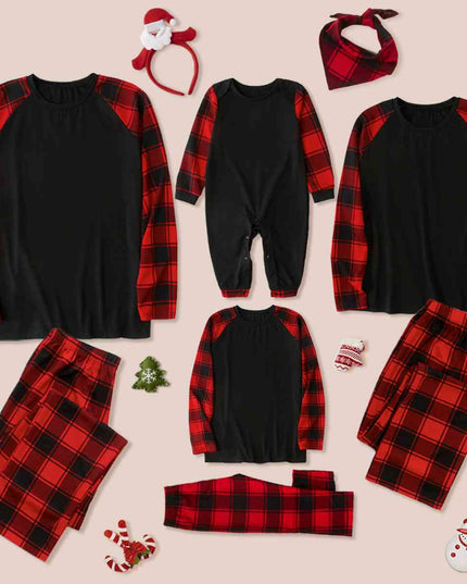 Raglan Sleeve Top and Plaid Pants Set