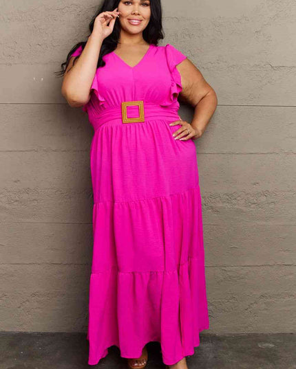 GeeGee Fancy Fizz Plus Size Tiered Side Slit Maxi Dress