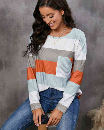 Wide Stripe Top with Pocket
