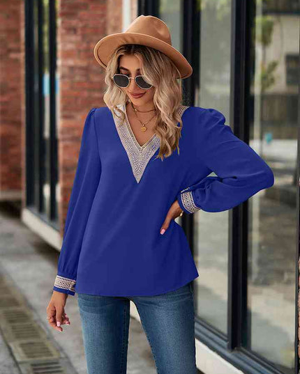 V-Neck Long Sleeve Blouse
