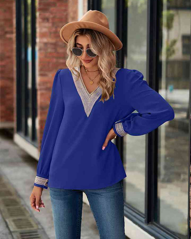 V-Neck Long Sleeve Blouse